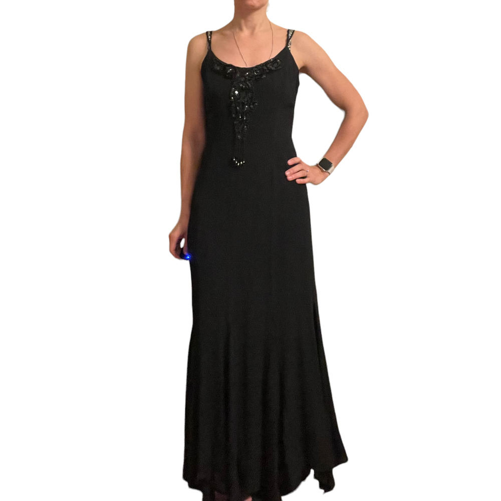 GUNNE SAX JESSICA MCLINTOCK BLACK GOWN MAXI DRESS Women size Small